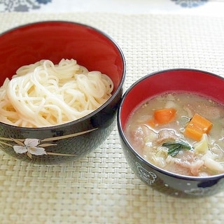 味噌わかめスープDe肉野菜味噌スープつけめん